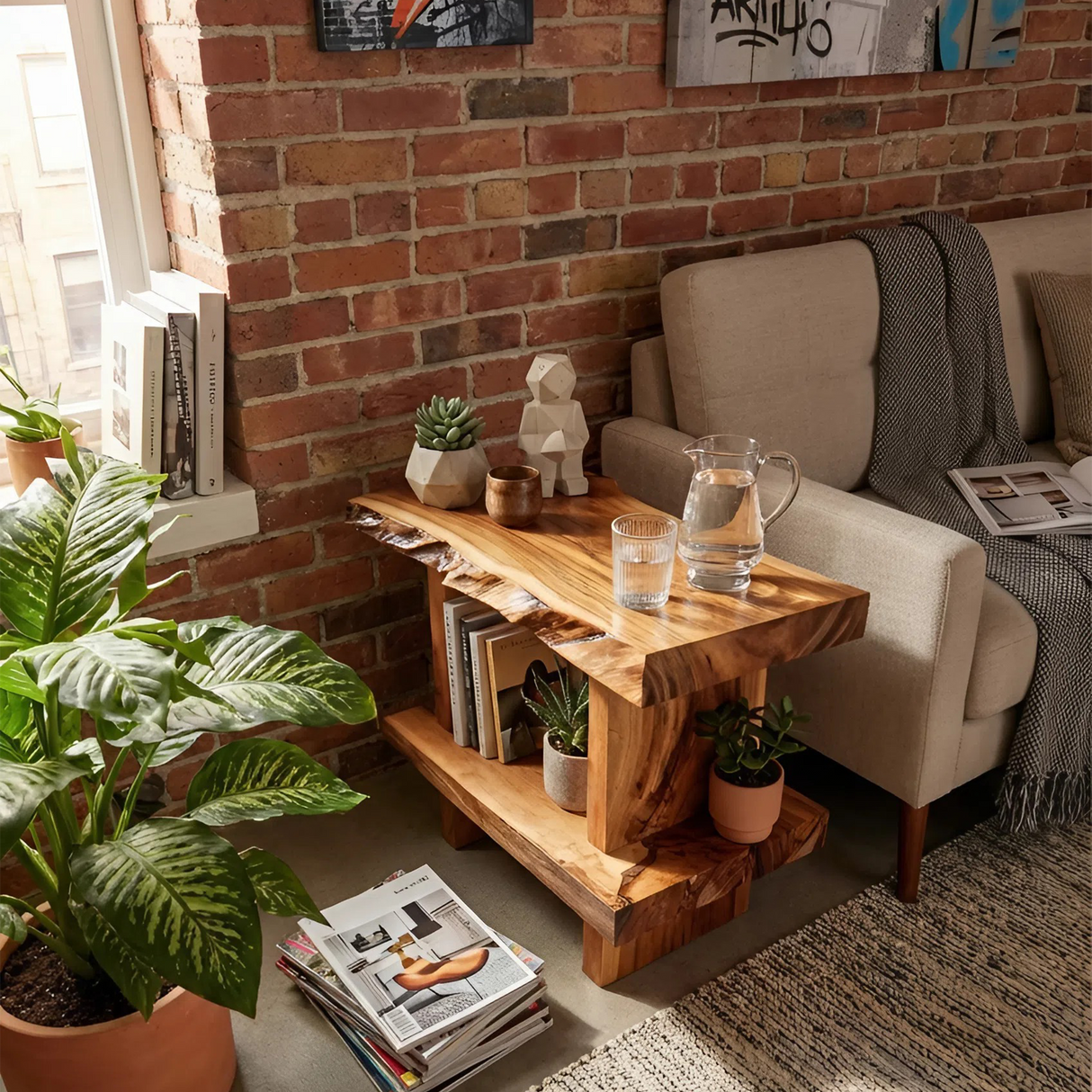 Artistic Large Display Shelf For Living Room Storage And Decor