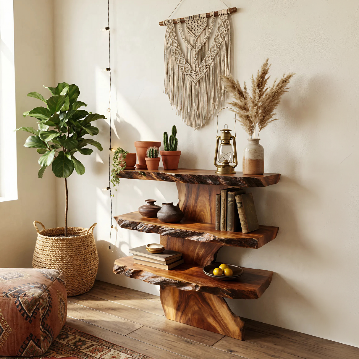 Farmhouse Large Display Shelf For Entryway Storage And Rustic Decor