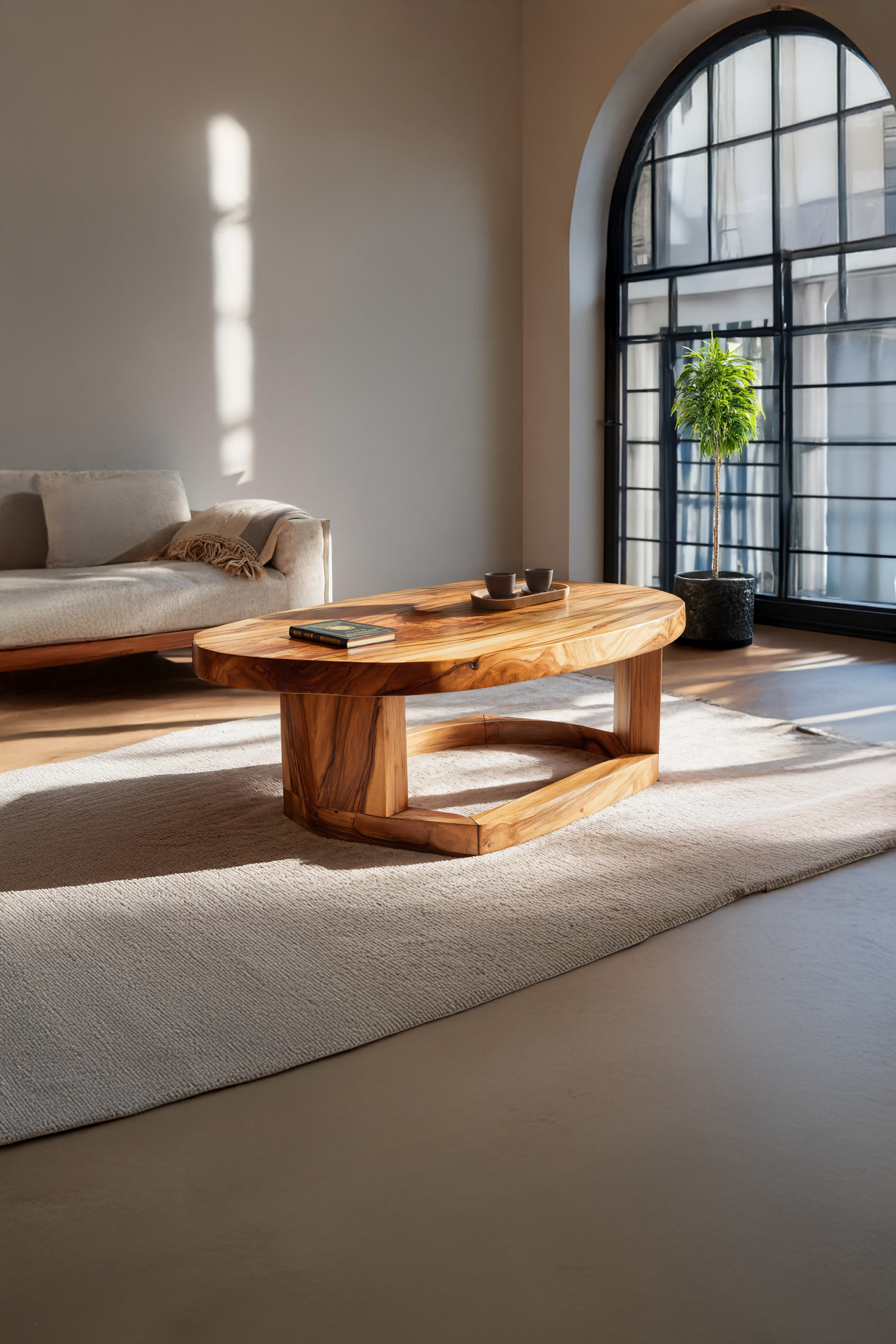 Mid Century Handcrafted Solid Wood Coffee Table For Furniture Decor