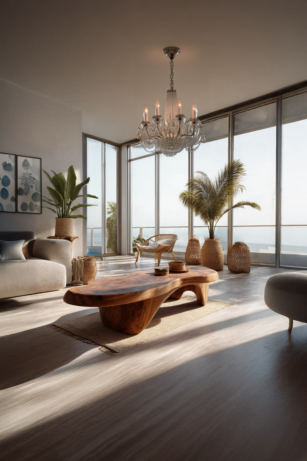 Rustic Handcrafted Wooden Live Edge Coffee Table For Entryway