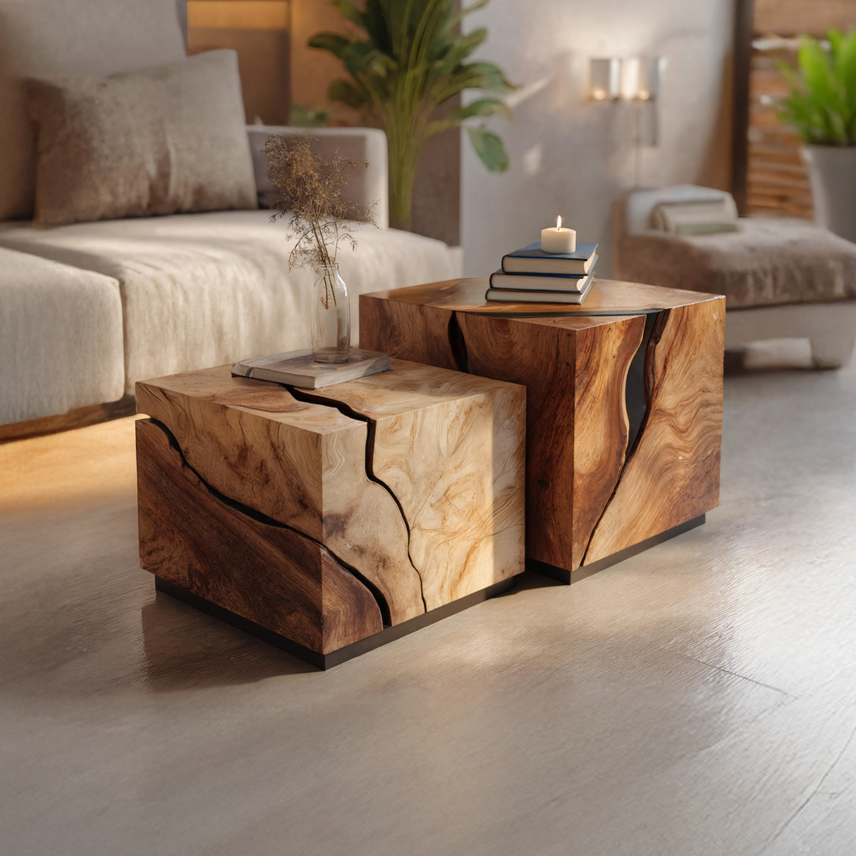 Mid Century Solid Wood Low Coffee Table For Living Room