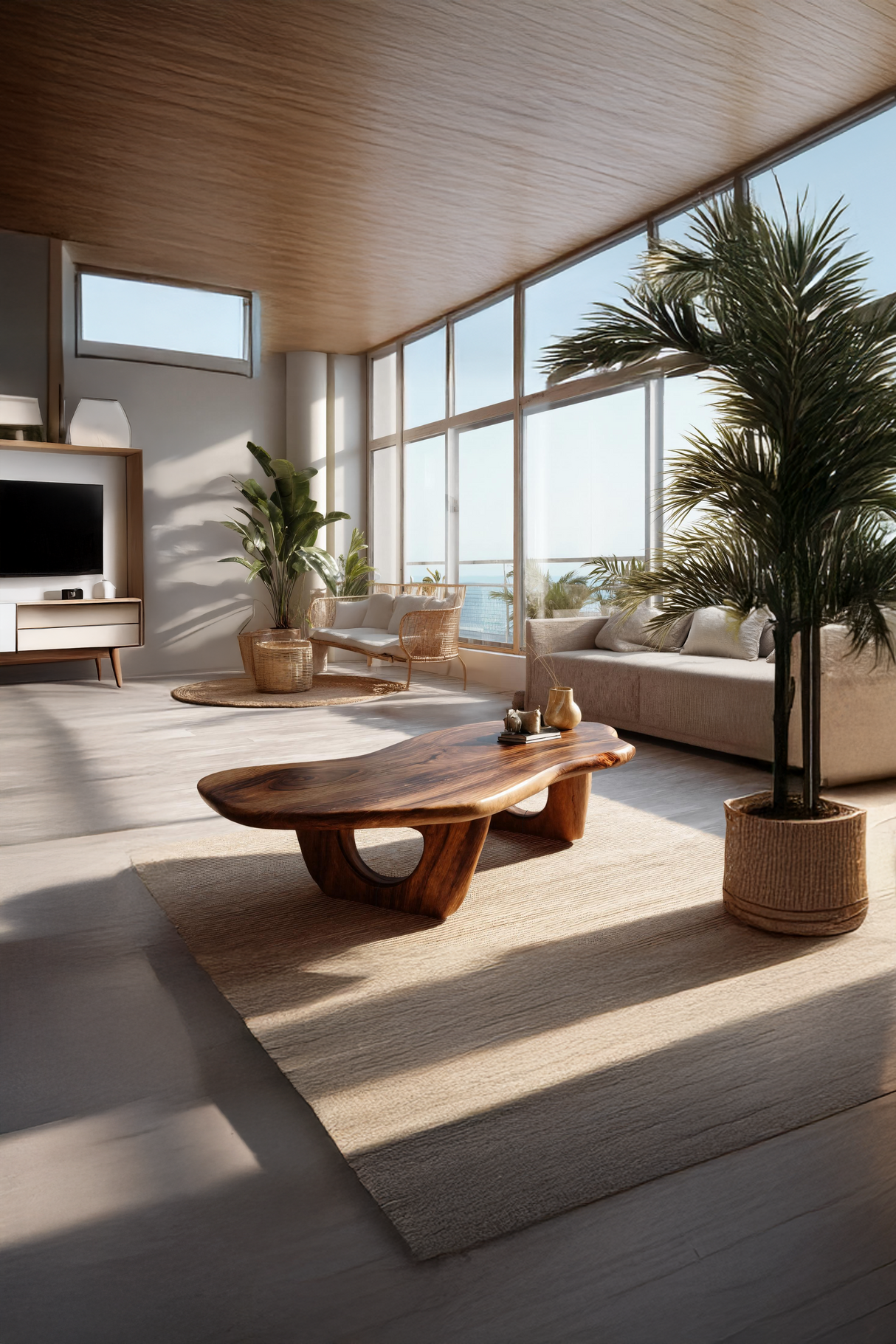 Mid Century Live Edge Coffee Table Solid Wood Furniture Decor