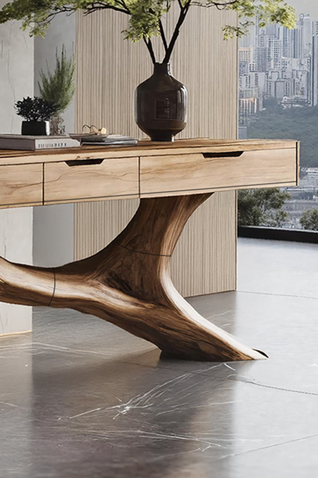 Rustic Wooden Console Table For Living Room