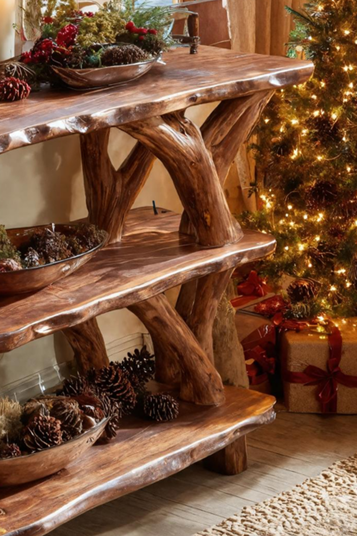 Modern Live Edge Console Table For Christmas Home Furniture Style