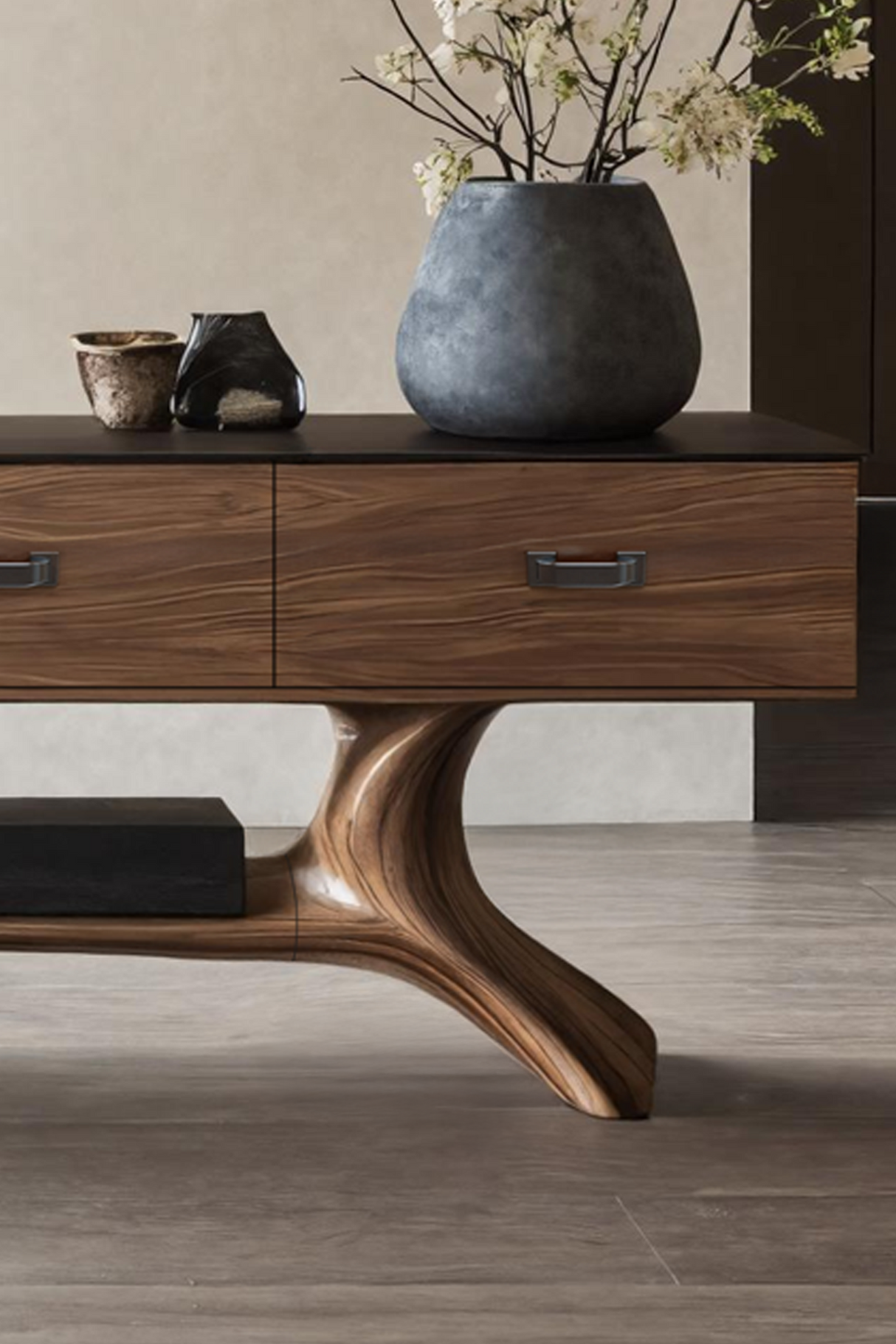 Handcrafted Solid Wood Dressing Table For Furniture Decor With Mirror