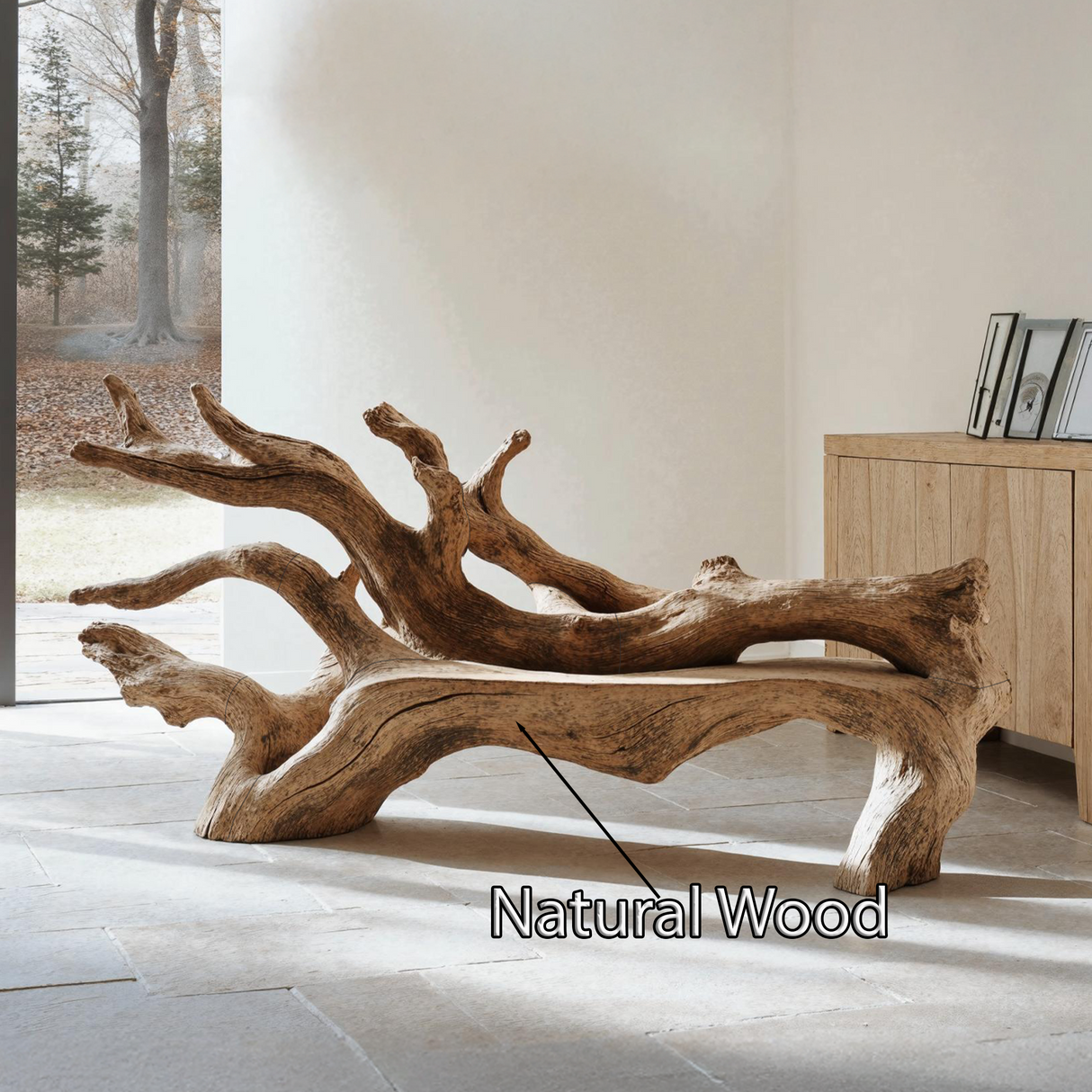 Handcrafted Branch Bench For Versatile Living Room Seating