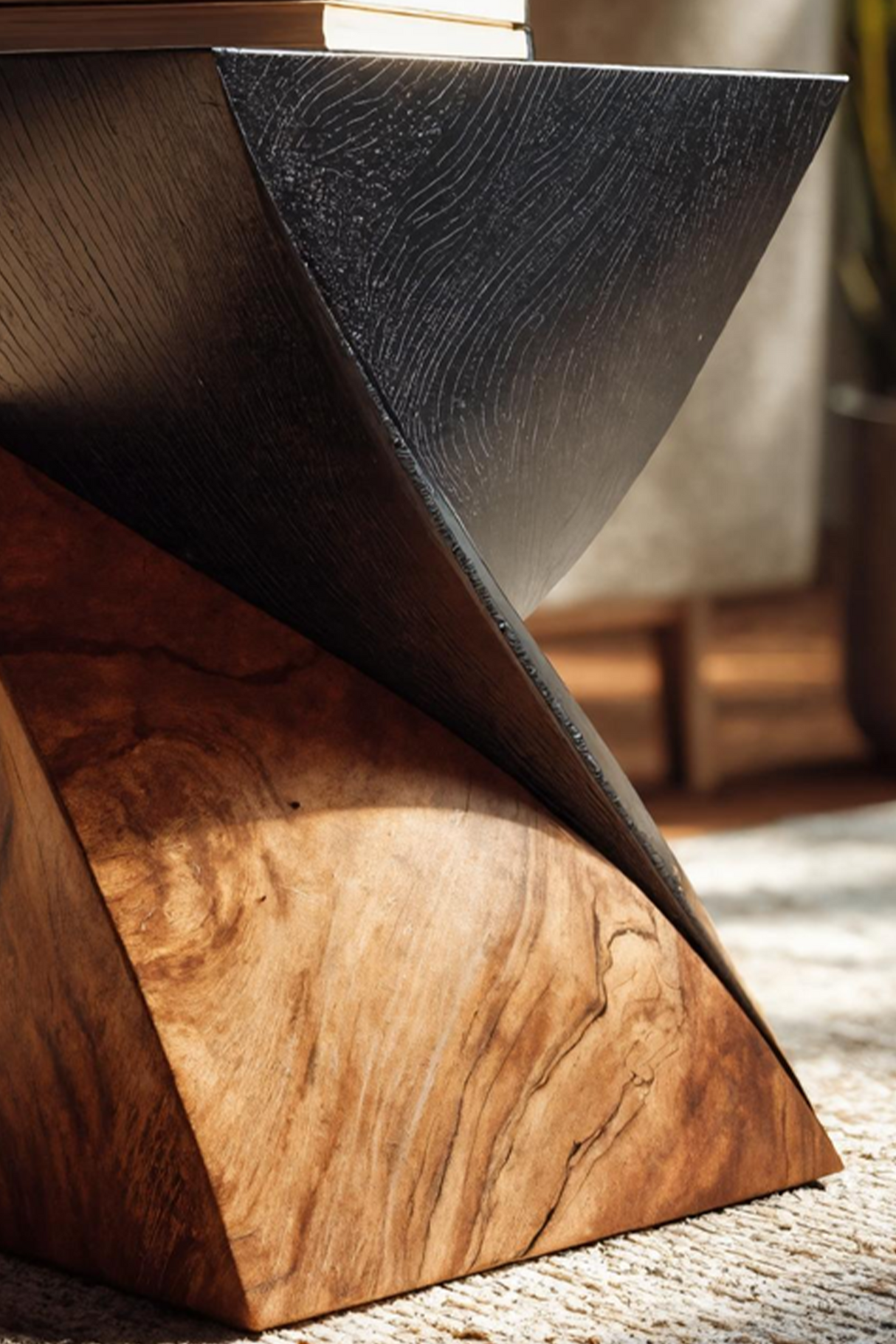 Handcrafted Wooden Side Table For Living Room Art Style