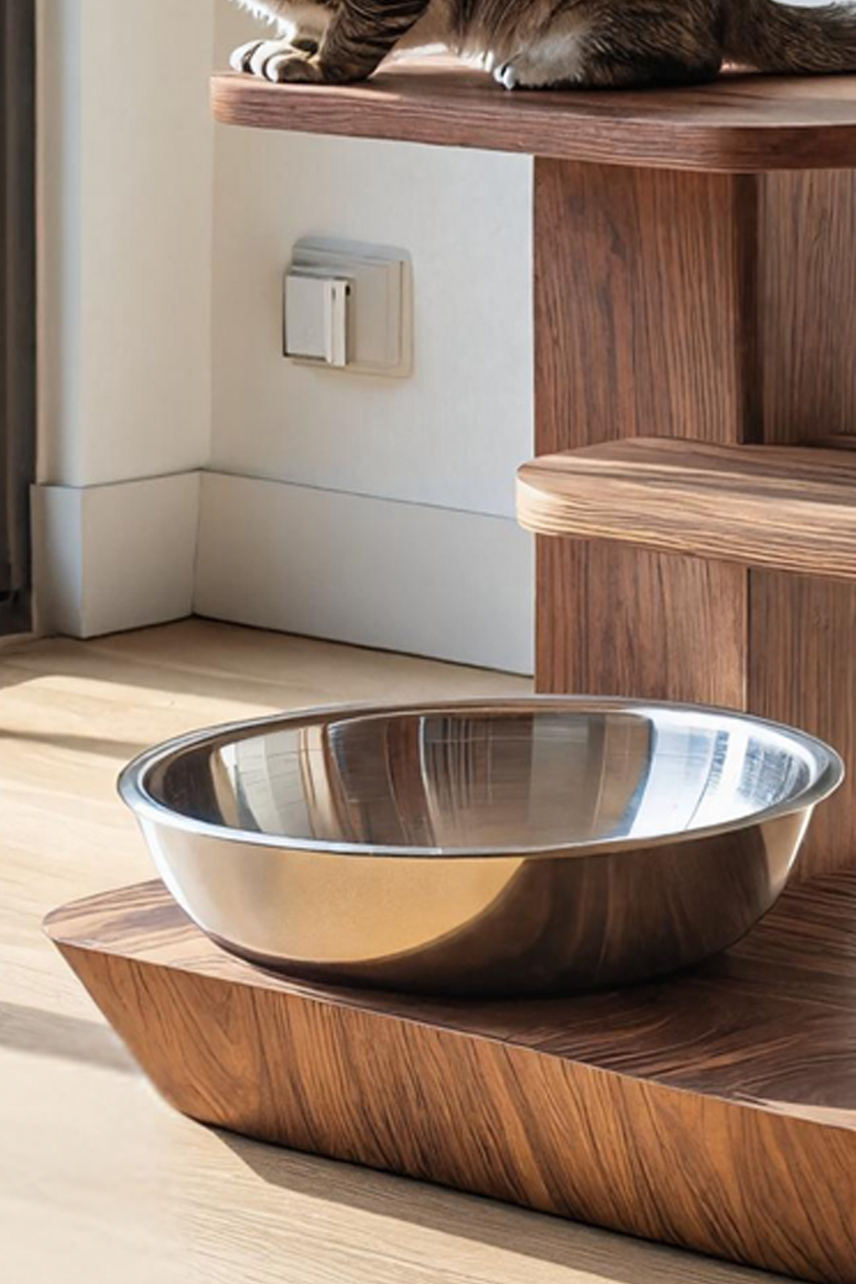 Handcrafted Wooden Pet Food Stand For Kitchen Decor