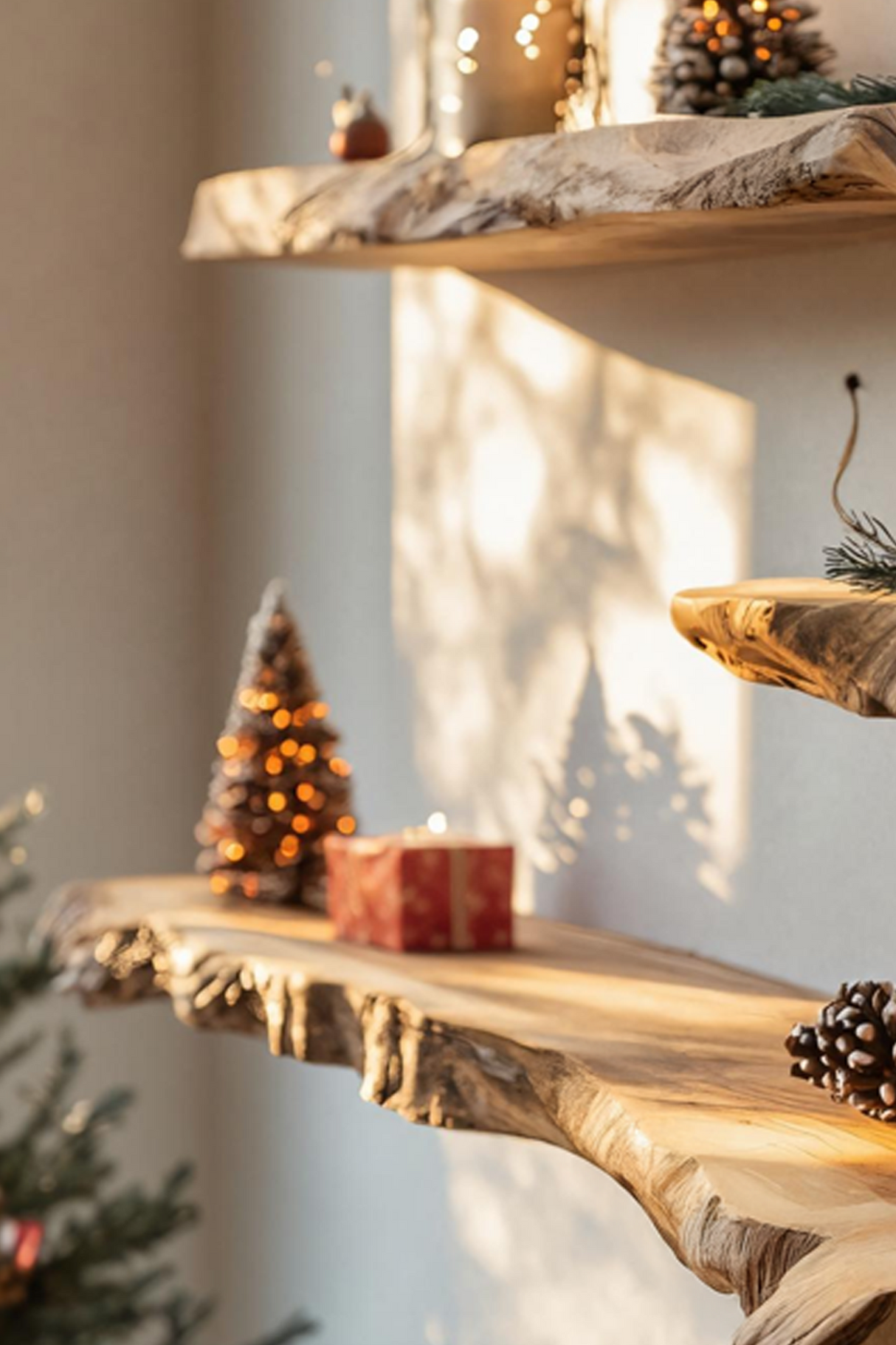 Handcrafted Live Edge Floating Shelf For Christmas Entryway Decor