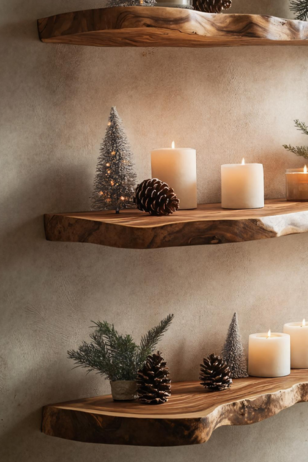 Mid Century Solid Wood Floating Shelf For Festive Furniture Decor