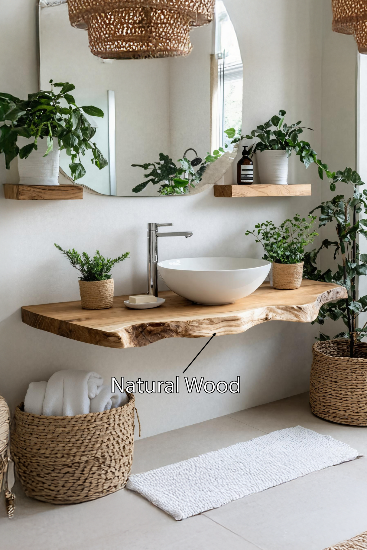 Rustic Solid Wood Vanity With Drawers For Bathroom