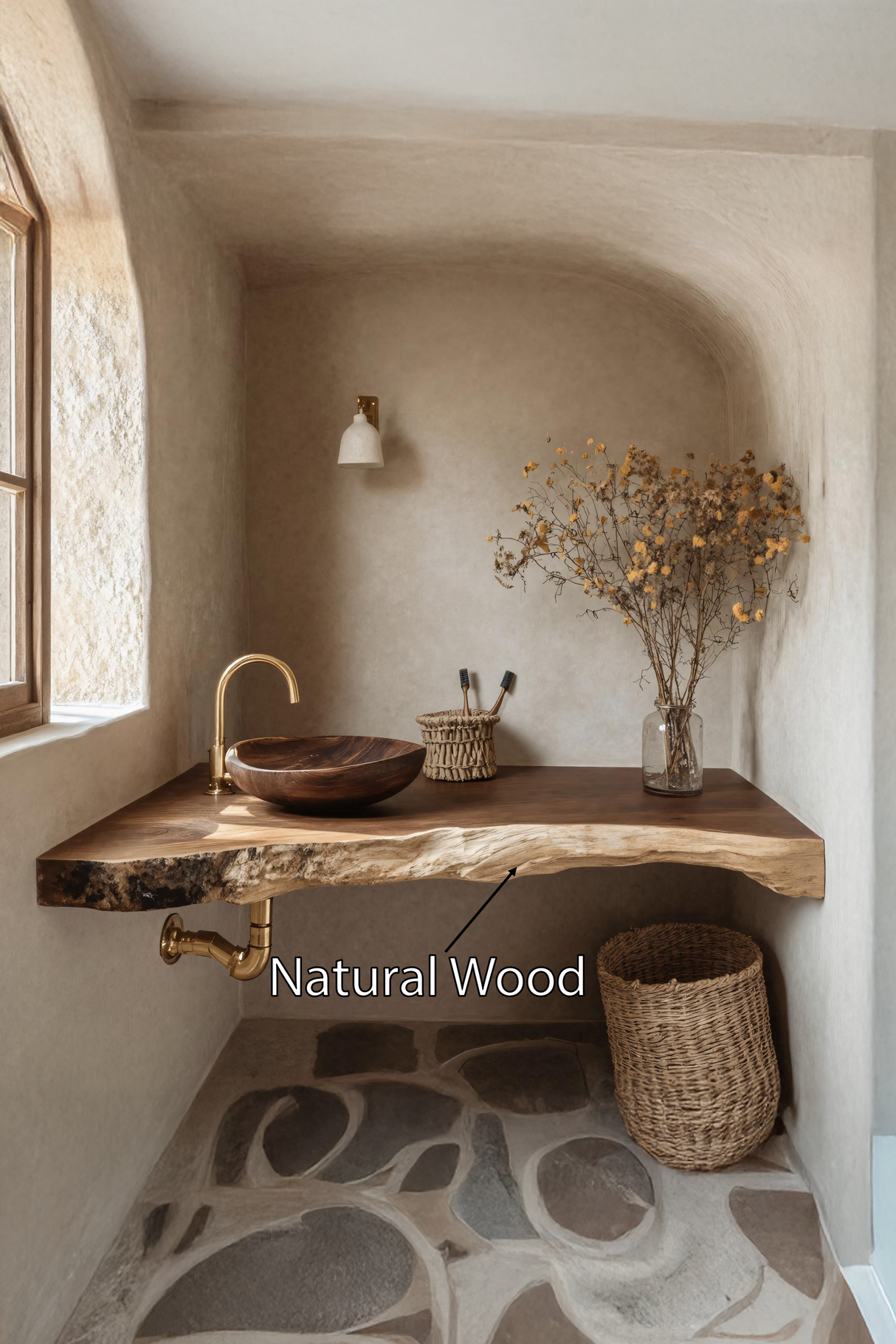 Solid Wood Floating Vanity For Farmhouse Bathroom