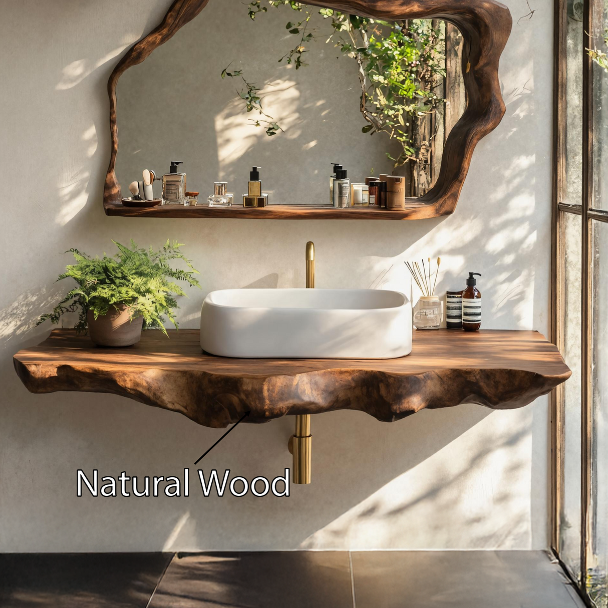 Live Edge Floating Vanity For Bathroom Interior
