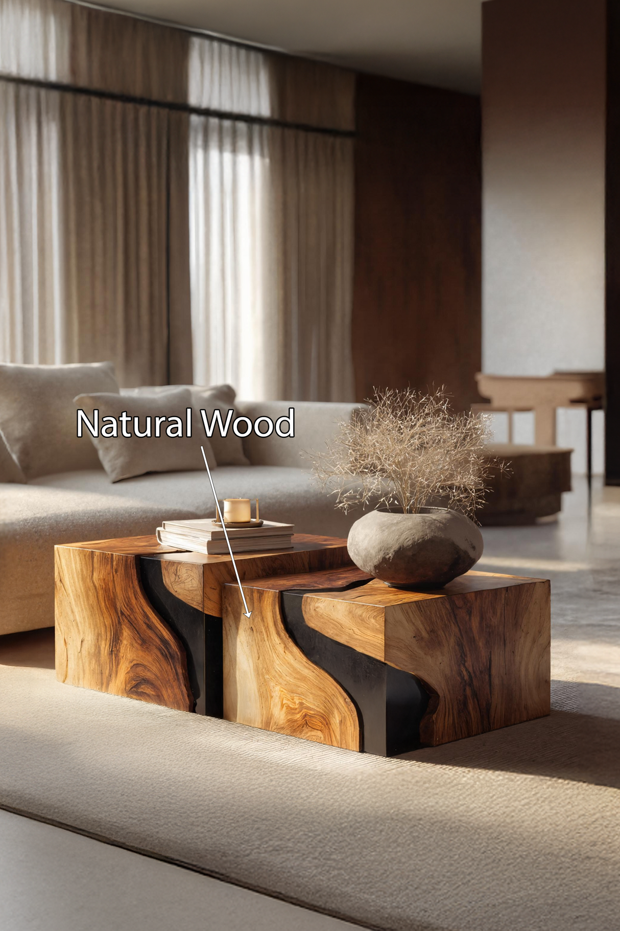 Farmhouse Solid Wood Cube Coffee Table For Cozy Rooms