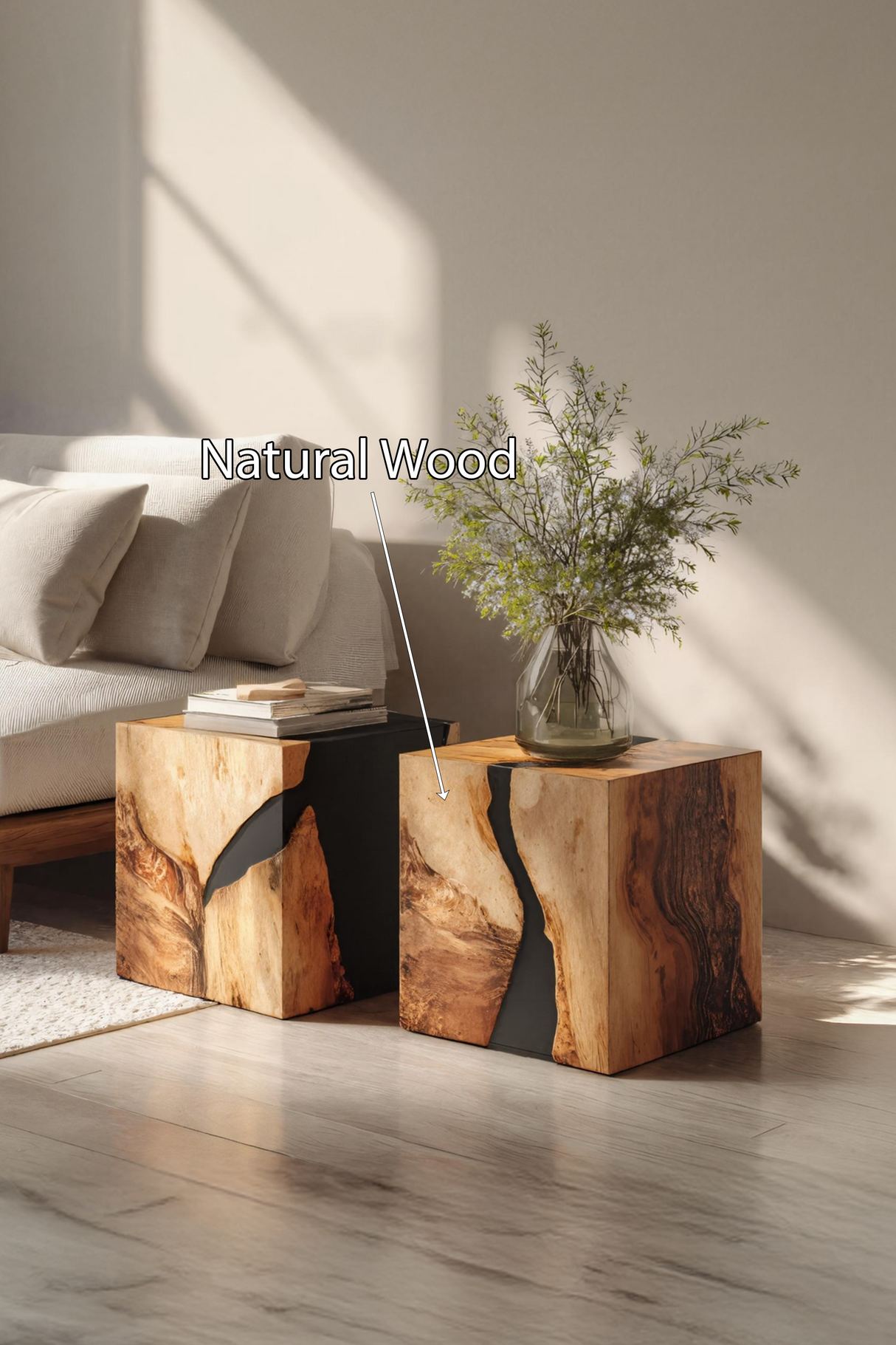 Modern Wooden Cube Coffee Table For Entryway Spaces