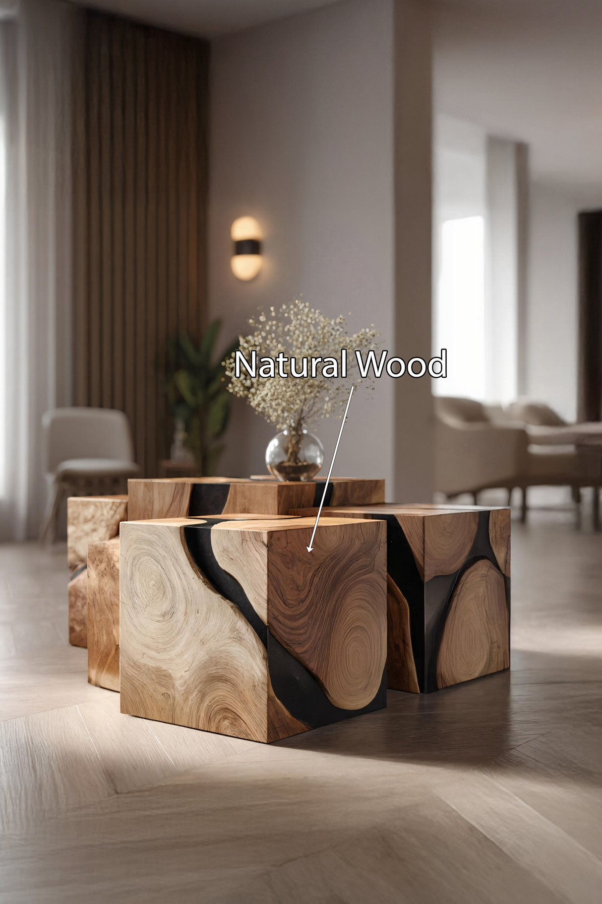 Mid Century Solid Wood Square Table For Living Room