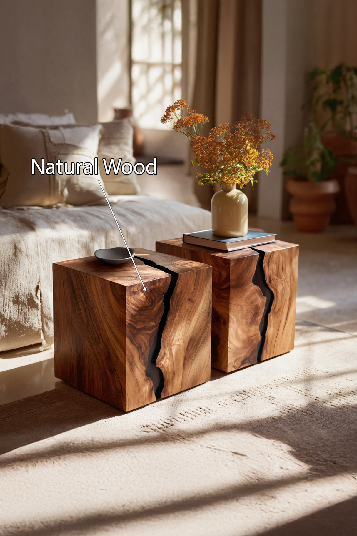 Handcrafted Solid Wood Low Coffee Table For Living Decor