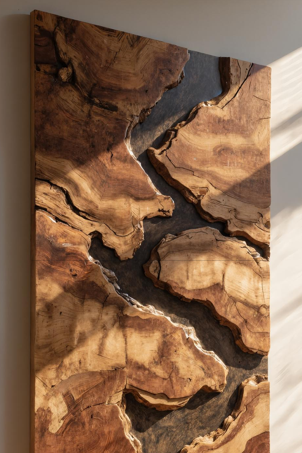 Mid Century Solid Wood Wall Sculpture For Living Room