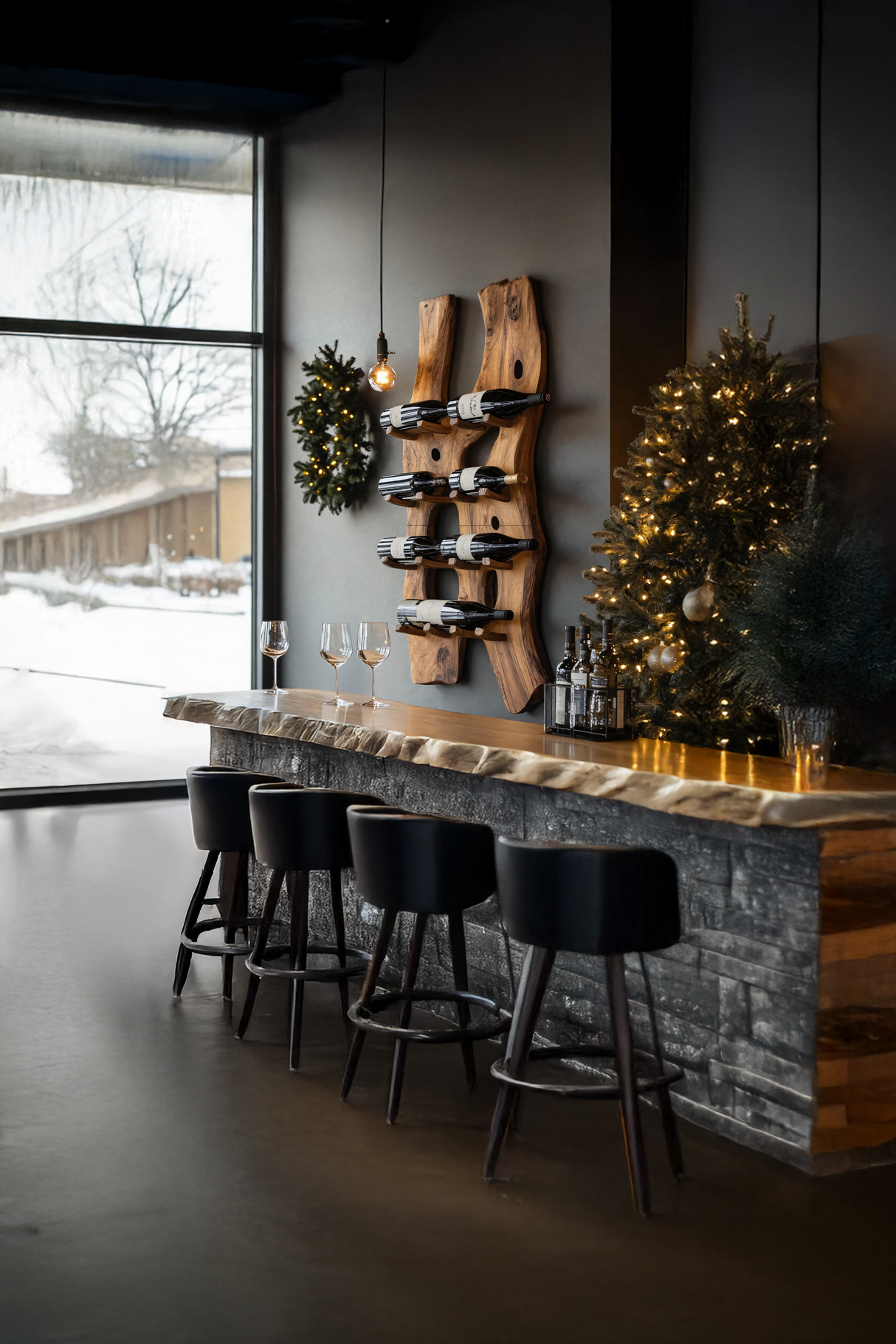 Handcrafted Wall Mount Wine Holder For Living Room