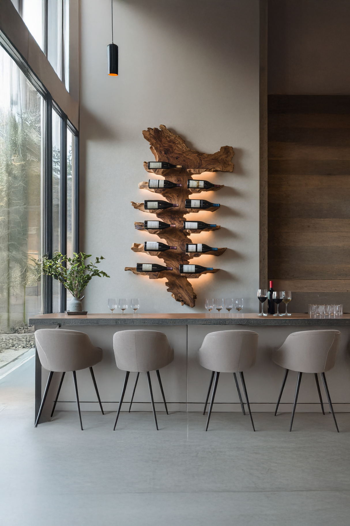 Handcrafted Live Edge Wine Holder For Luxury Furniture Decor