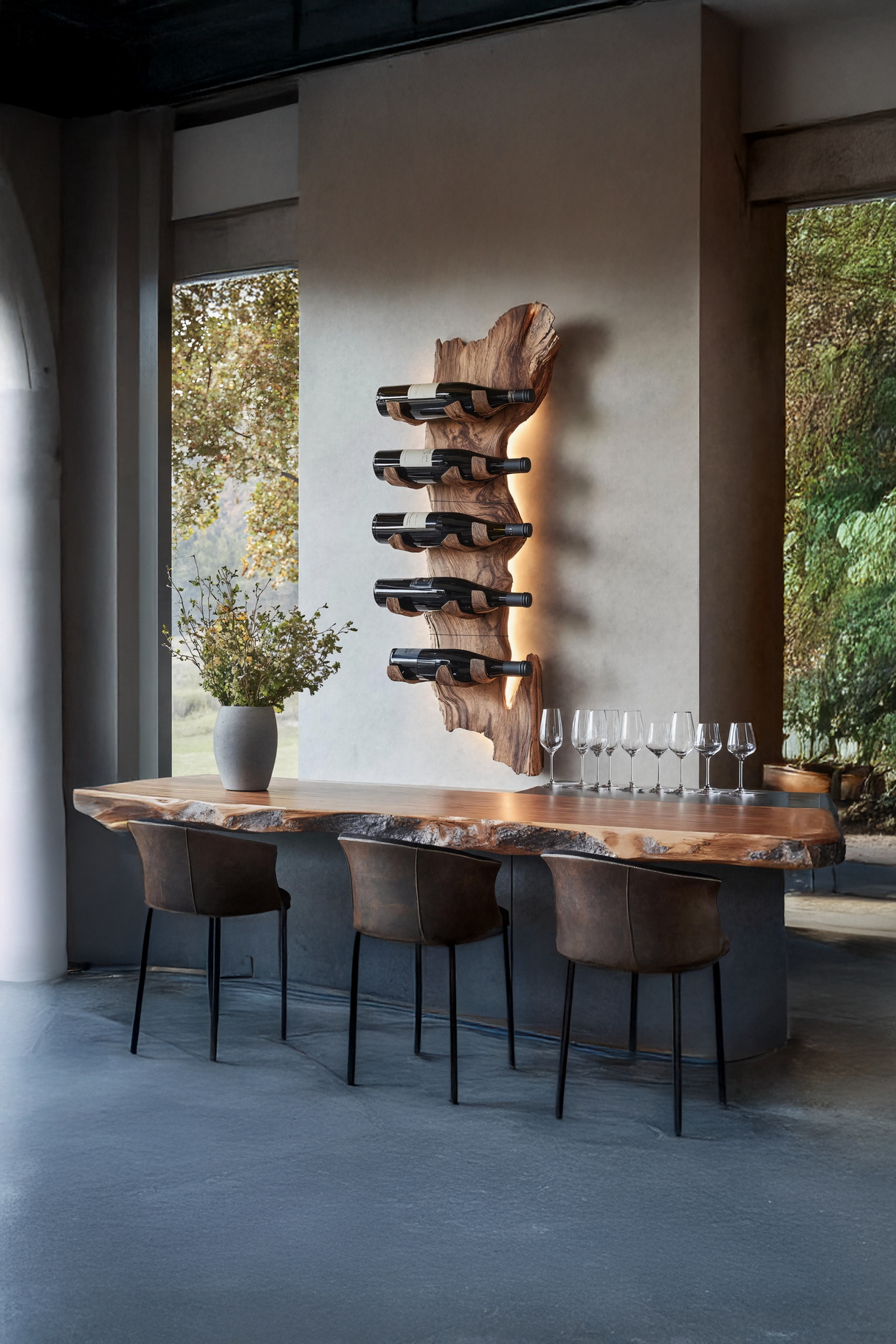 Farmhouse Solid Wood Wine Rack For Rustic Entryway Design