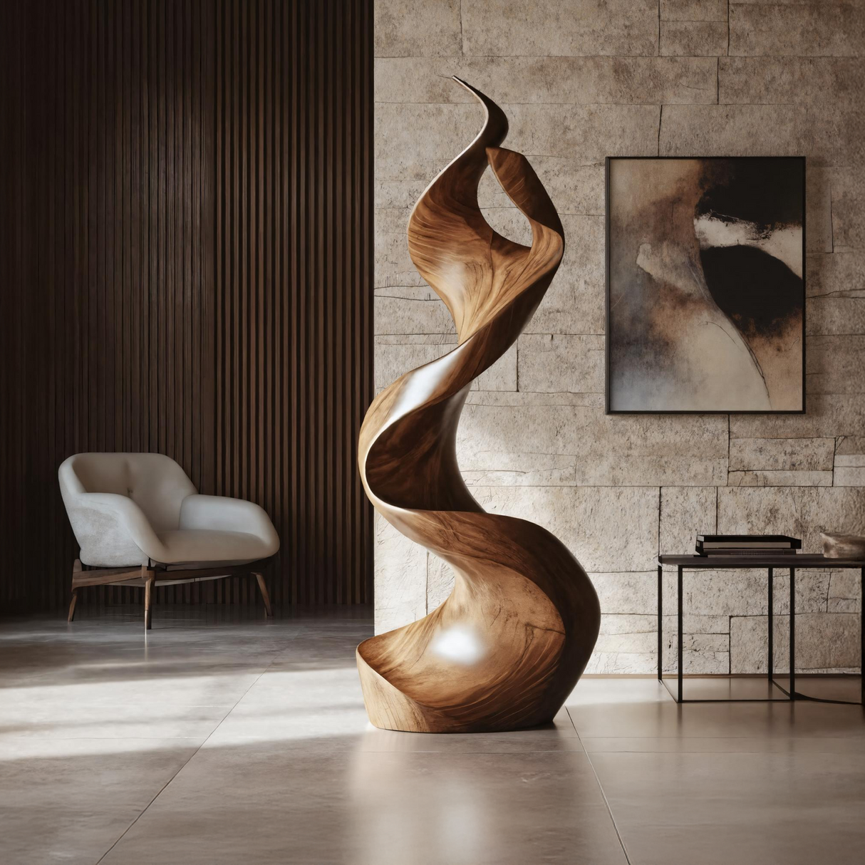 Rustic Large Wooden Sculpture For Furniture Art Feature