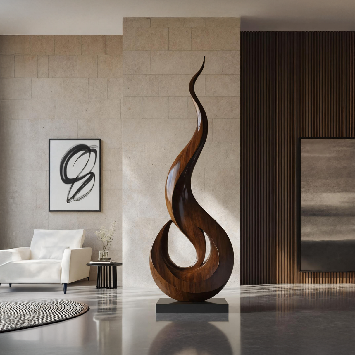 Mid Century Large Wooden Sculpture For Outdoor Art Decor