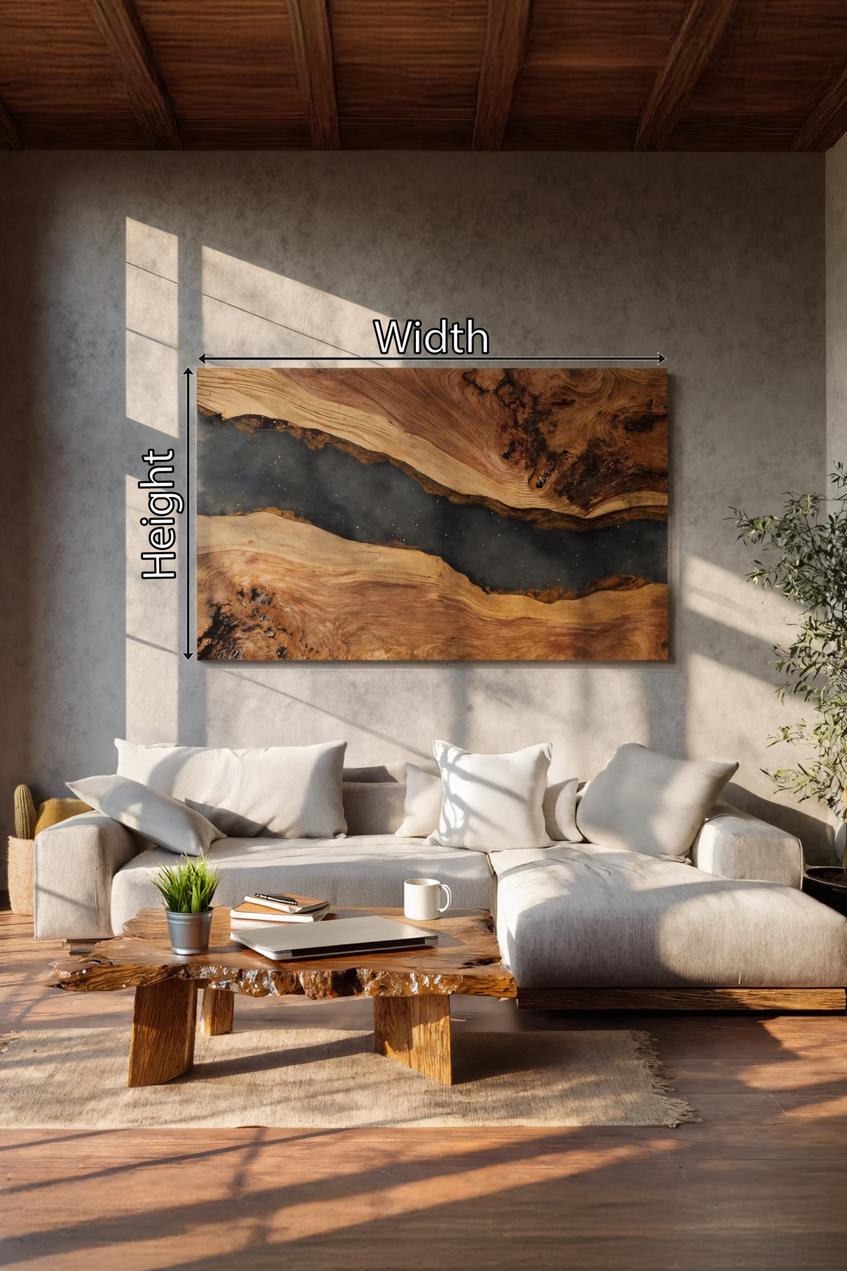 Modern Wooden Rectangle Wall Sculpture For Living Room