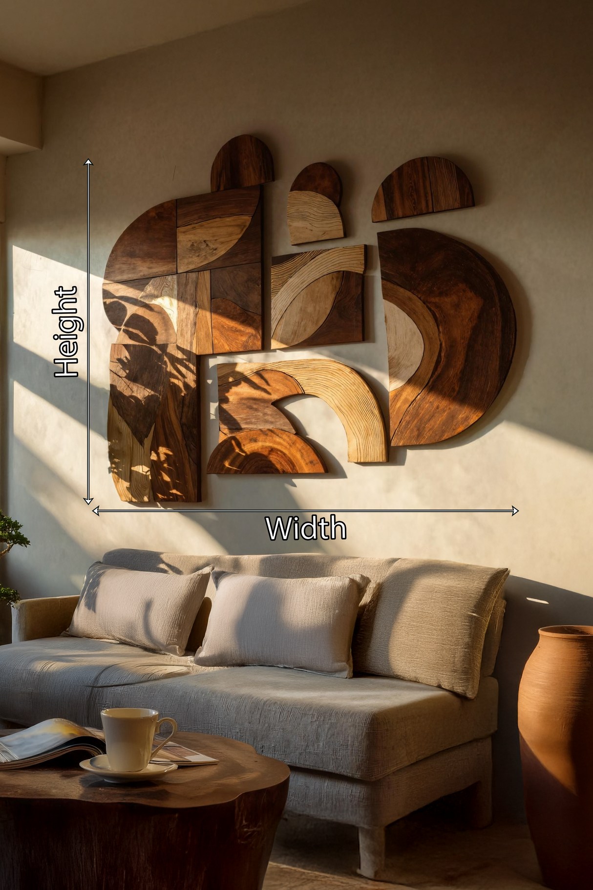 Mid Century Solid Wood Wall Art For Furniture Decor