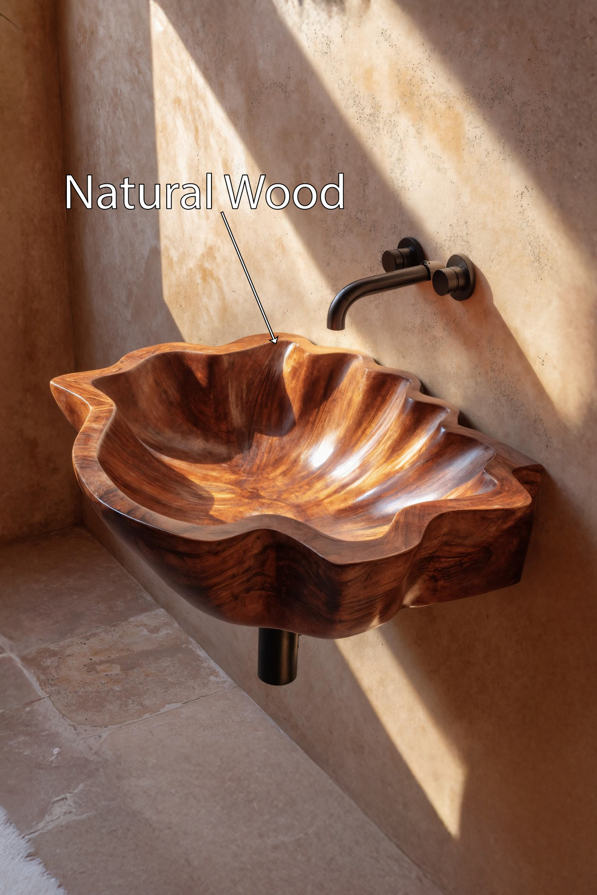 Modern Wooden Live Edge Wood Basin For High End Furniture Decor