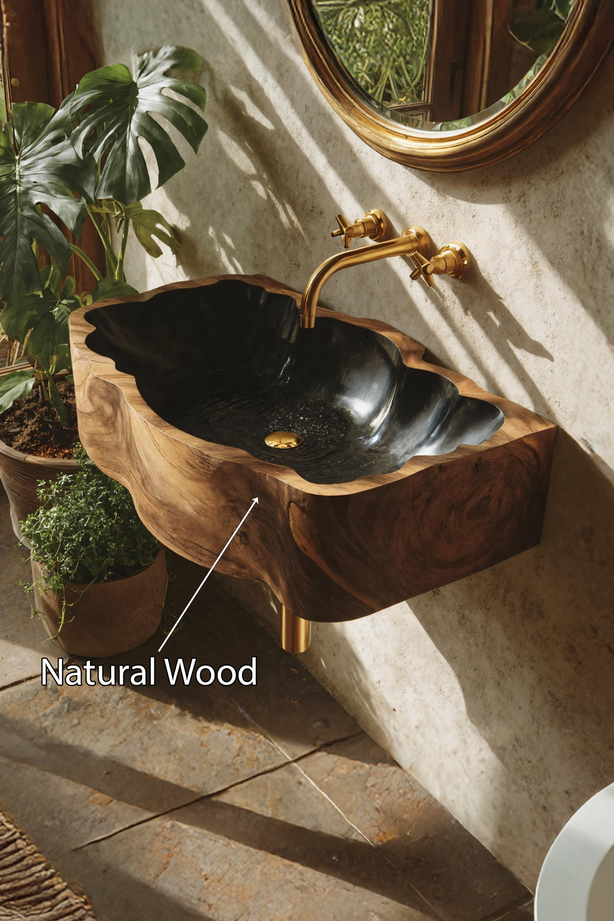 Mid Century Solid Wood Vanity Sink For Bathroom Interior Furniture Decor