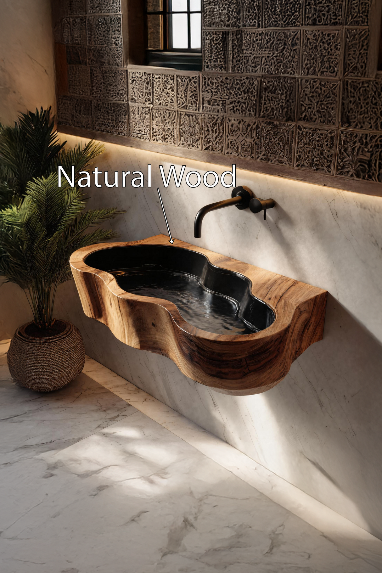 Modern Live Edge Wood Basin For Contemporary Bathroom Interior Design