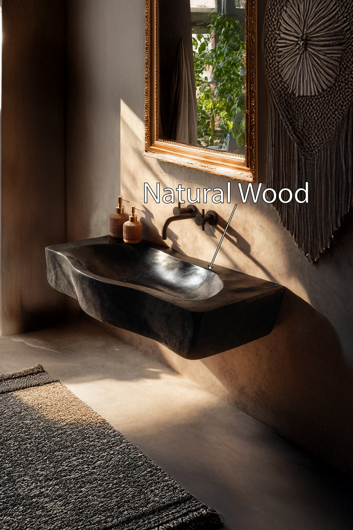 Modern Wooden Live Edge Wood Basin For Contemporary Vanity Decor