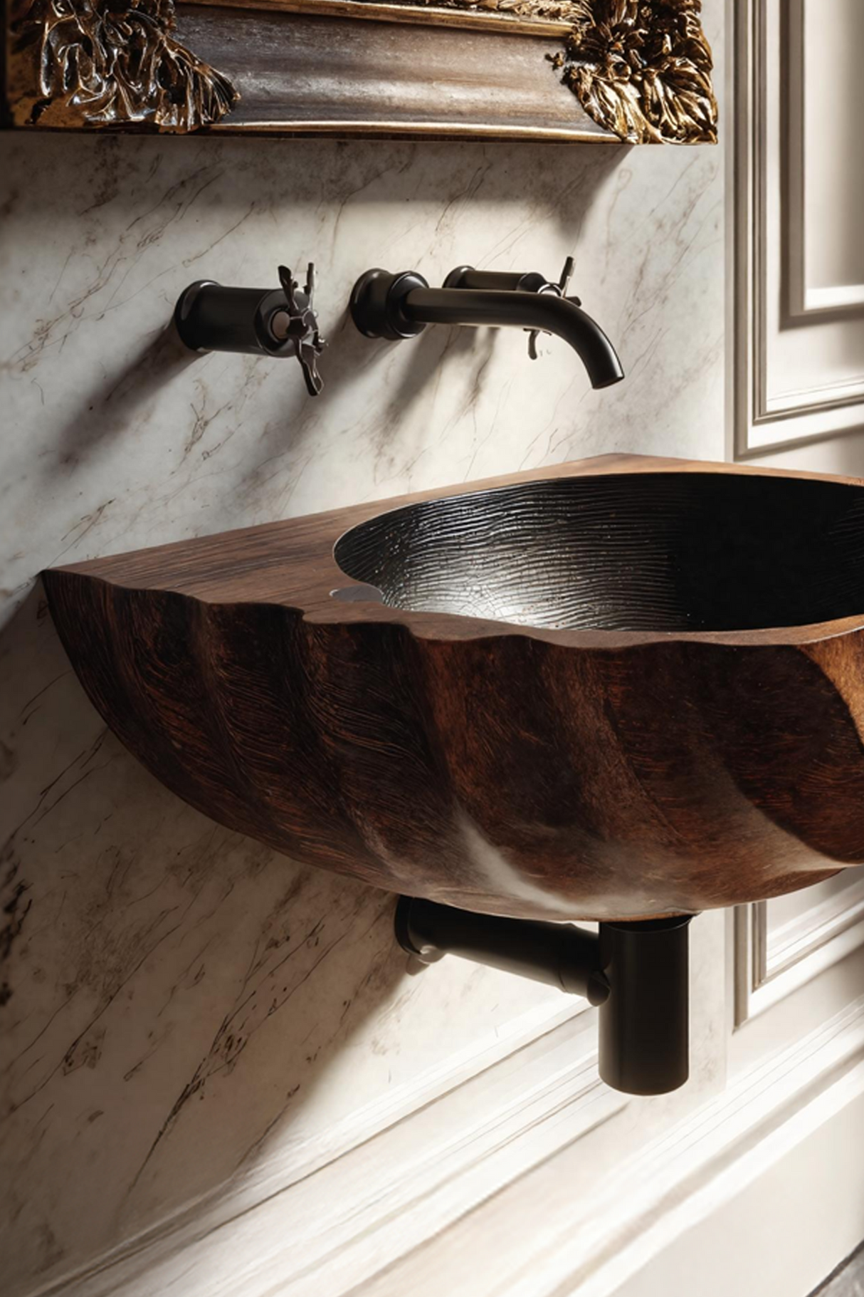 Modern Wooden Live Edge Wood Basin For Minimalist Bathroom Design