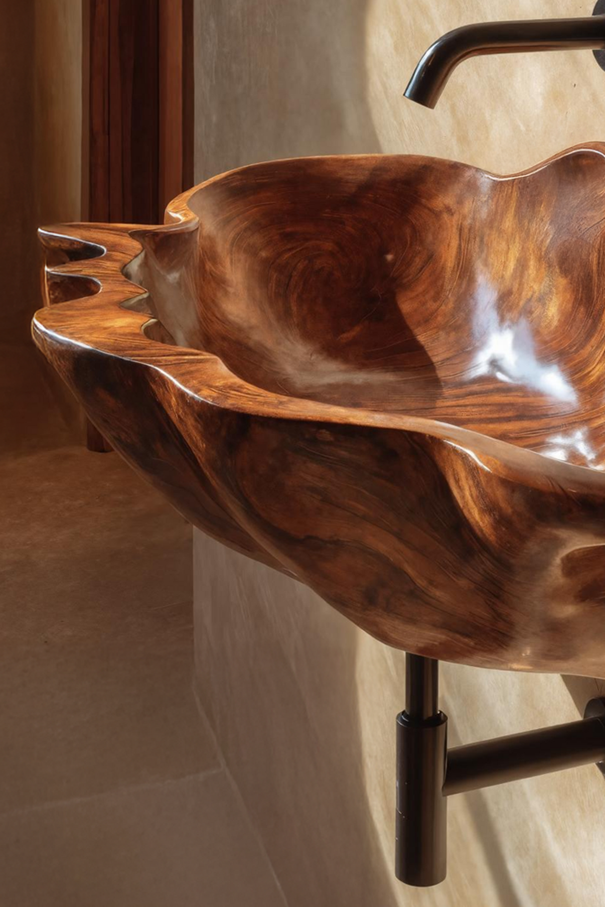 Handcrafted Solid Wood Wash Basin For Designer Furniture Decor Spaces