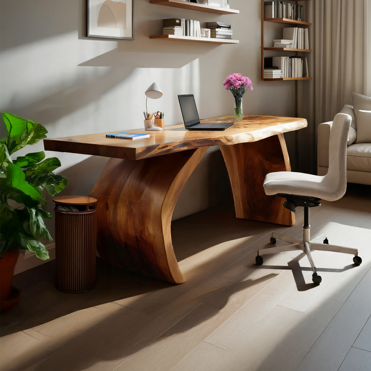 Handcrafted Wooden Live Edge Desk For Professional Office