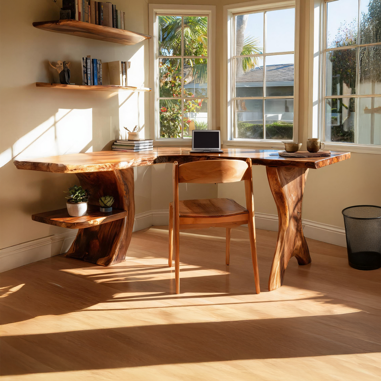 Mid Century Wooden Work Desk For Home Office Interior Design