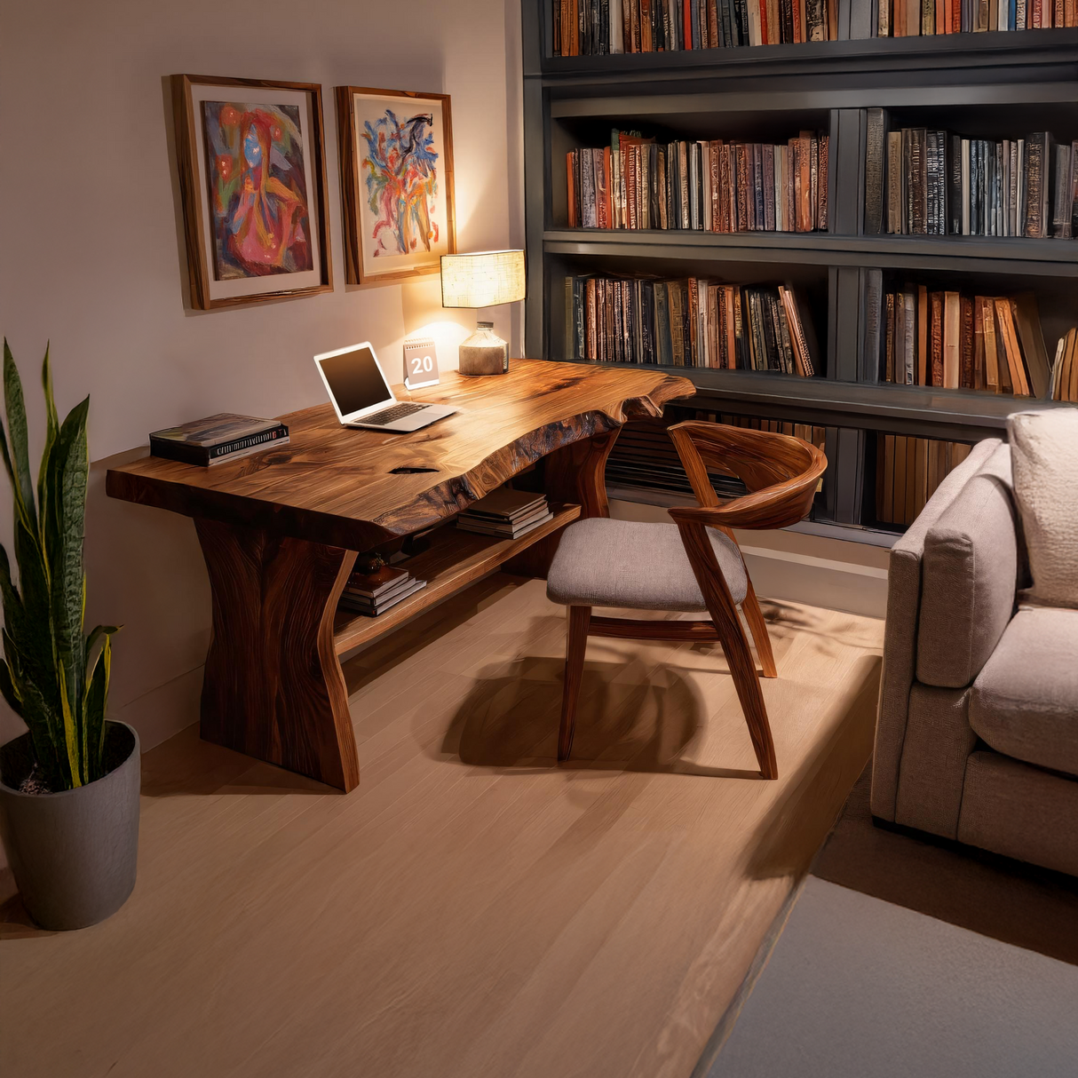 Handcrafted Wooden Live Edge Desk For Living Room Interior