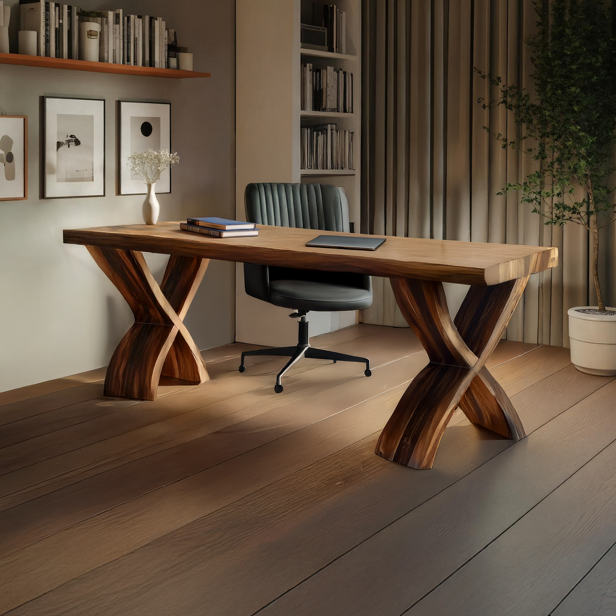 Mid Century Solid Wood Desk For Small Room Home Office