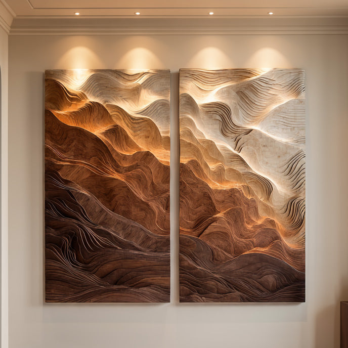 Modern Wavy Wooden Wall Art For Home Interior