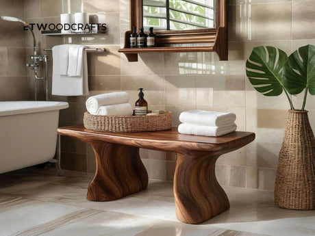 Rustic Bathroom Bench - A Warm and Functional Accent for Your Space
