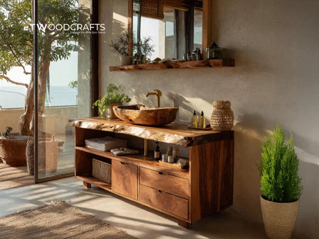 Mid Century Modern Wood Bathroom Vanity 