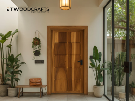 Bedroom Wooden Door With Carved Lines Company