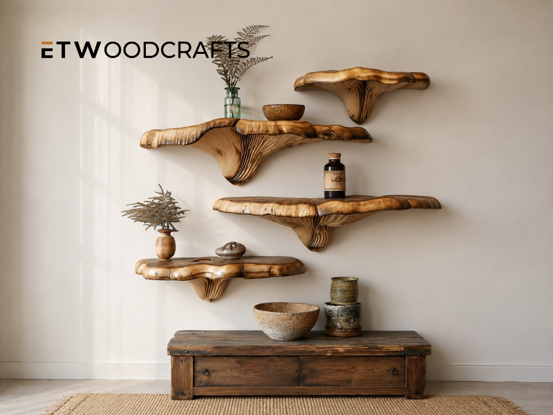 Custom Wood Mushroom Shelf