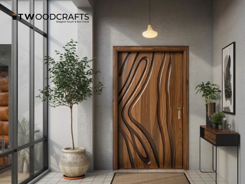 Bedroom Wooden Door With Carved Lines Manufacturers – Craftsmanship That Transforms Every Space