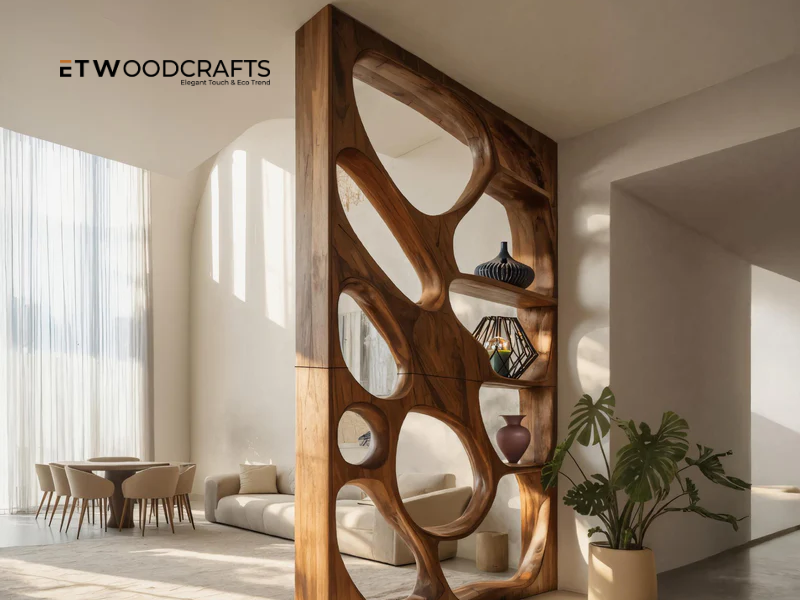 Living Room Wood Divider - Defining Space With Warmth And Character