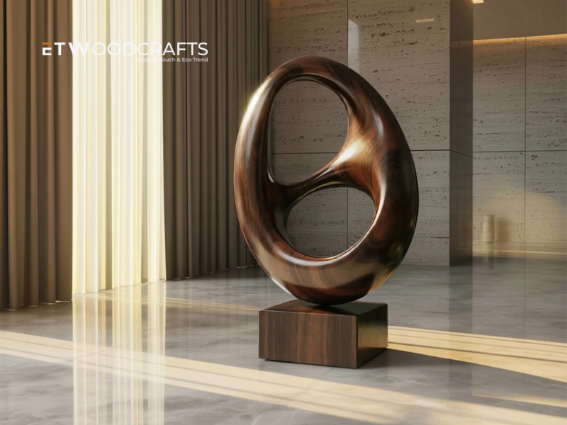 Wood Carving Abstract Sculpture - Handcrafted Wooden Art That Blends Nature And Modern Expression