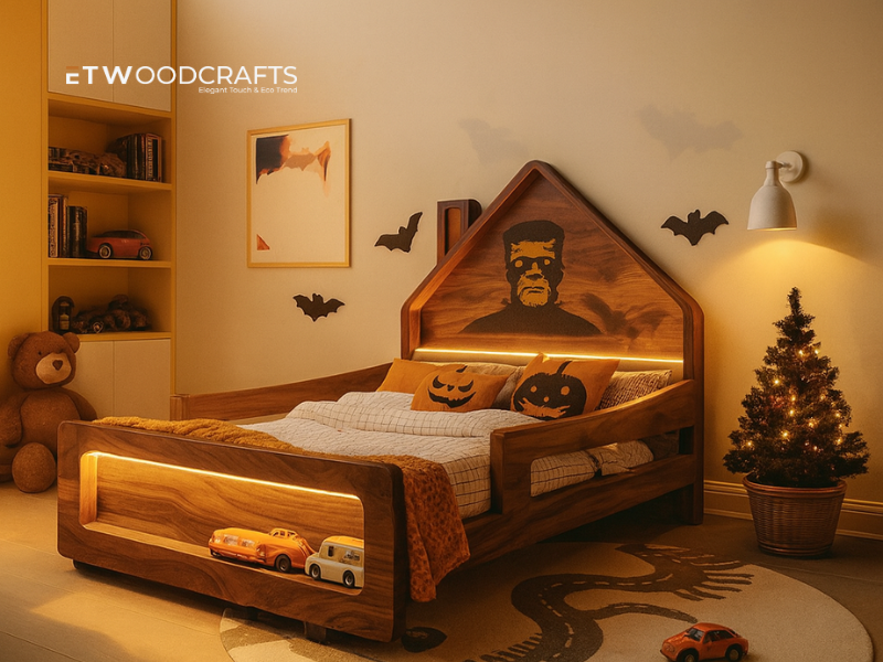 Wooden Bed for Halloween 2025