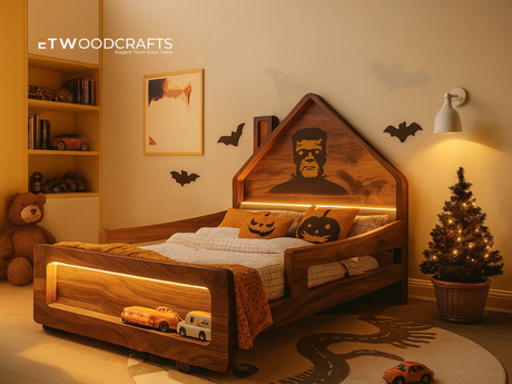 Wooden Bed for Halloween 2025