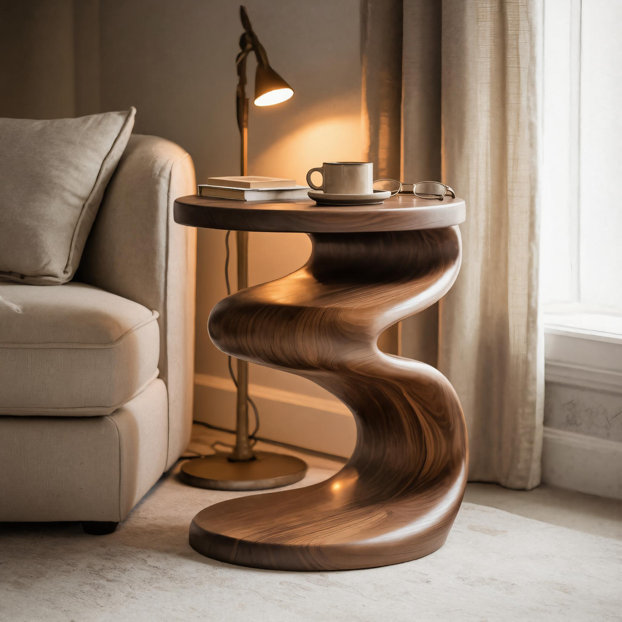 Modern Wave Side Table For Living Room Or Bedroom